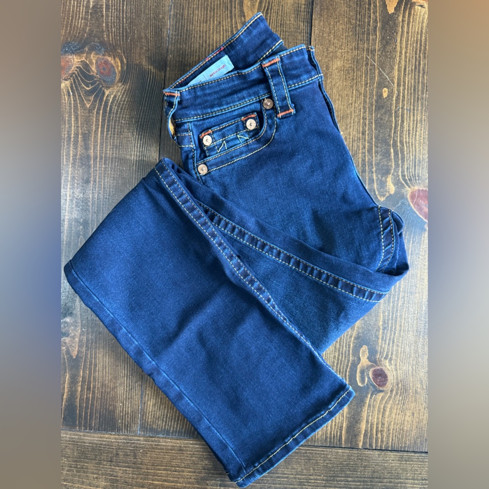 True Religion Dark Blue Jeans with Yellow Stitching